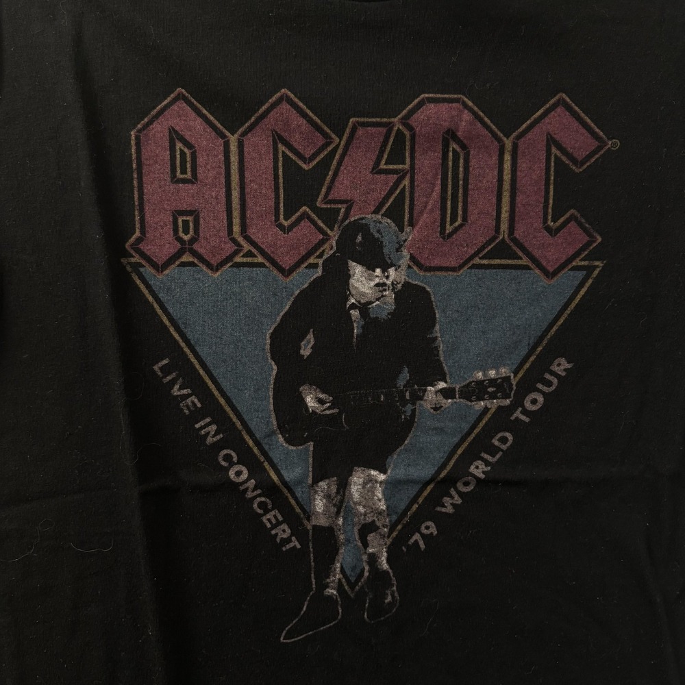 H&M Divided ACDC Shirt Womens XS Black 79 World Tour Rock Graphic Tee Top - Picture 2 of 13